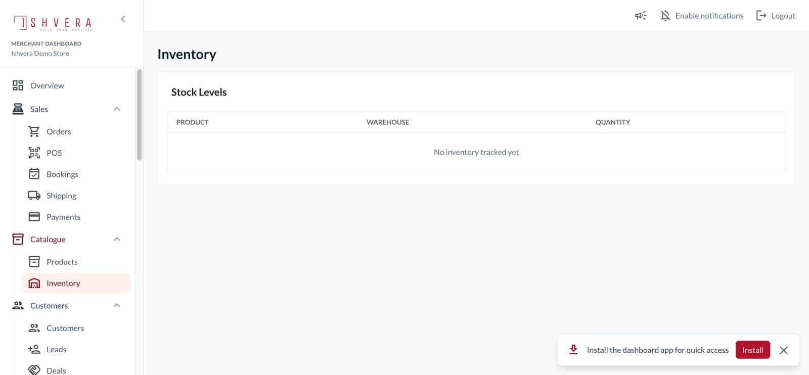 Ishvera Store — inventory management
